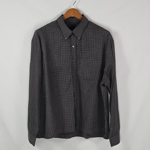 Van Heusen XXL Button Down Plaid Shirt Quiet Luxury Minimalist Streetwear - Picture 1 of 10